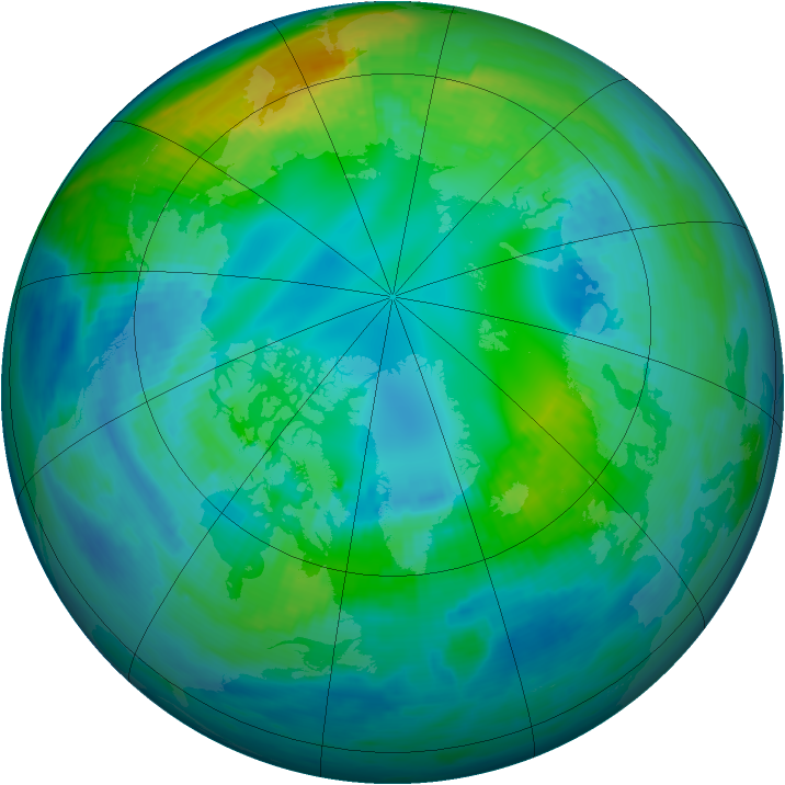 Arctic ozone map for 30 October 1986